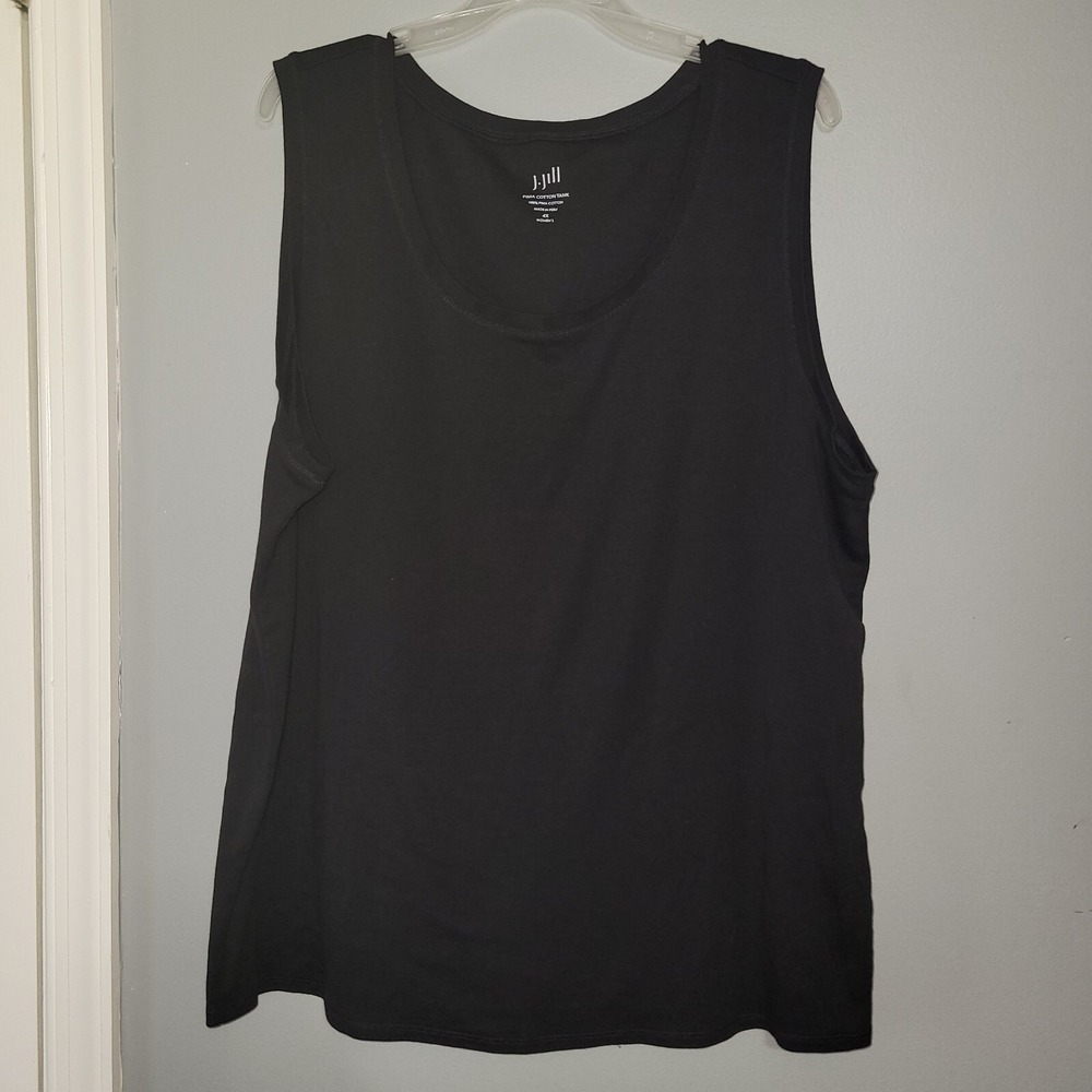 J. Jill Pima Cotton Tank - Black 4x Sleeveless Comfy Classic